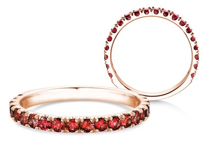 Eternityring Dusk mit Farbedelstein in 14K Roségold mit Rubin 0,38ct