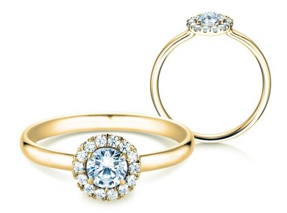 Diamantring Flower in Gelbgold