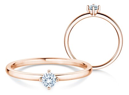 Solitärring Compass in 14K Roségold mit Diamant 0,15ct H/SI