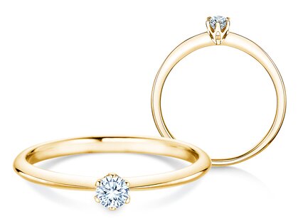 Solitärring The One in 14K Gelbgold mit Diamant 0,15ct H/SI