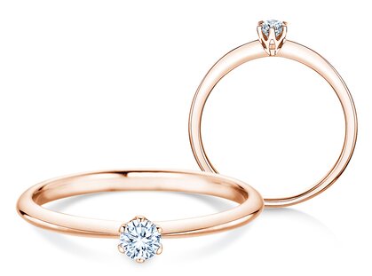 Solitärring The One in 14K Roségold mit Diamant 0,15ct H/SI